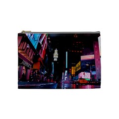 Roadway Surrounded Building During Nighttime Cosmetic Bag (Medium)