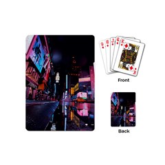 Roadway Surrounded Building During Nighttime Playing Cards Single Design (Mini)