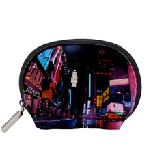 Roadway Surrounded Building During Nighttime Accessory Pouch (Small)