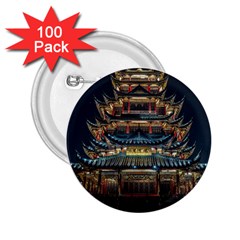 Blue Yellow And Green Lighted Pagoda Tower 2 25  Buttons (100 Pack)  by Modalart