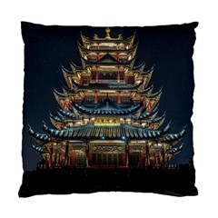 Blue Yellow And Green Lighted Pagoda Tower Standard Cushion Case (one Side) by Modalart