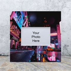 Roadway Surrounded Building During Nighttime White Box Photo Frame 4  x 6 