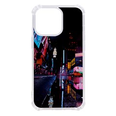 Roadway Surrounded Building During Nighttime Iphone 13 Pro Tpu Uv Print Case by Modalart