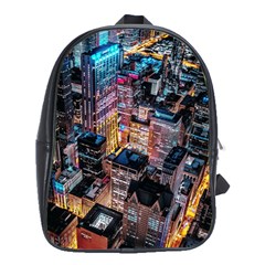 Aerial Photo Of Cityscape At Night School Bag (xl) by Modalart