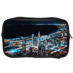 Aerial Photography Of Lighted High Rise Buildings Toiletries Bag (two Sides) by Modalart