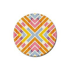 Line Pattern Cross Print Repeat Rubber Coaster (round) by Amaryn4rt