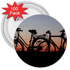 Bicycles Wheel Sunset Love Romance 3  Buttons (100 Pack)  by Amaryn4rt