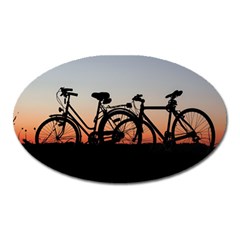 Bicycles Wheel Sunset Love Romance Oval Magnet by Amaryn4rt