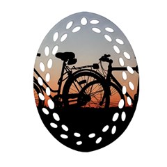 Bicycles Wheel Sunset Love Romance Oval Filigree Ornament (two Sides) by Amaryn4rt