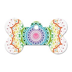Mandala Pattern Rainbow Pride Dog Tag Bone (two Sides) by Vaneshop
