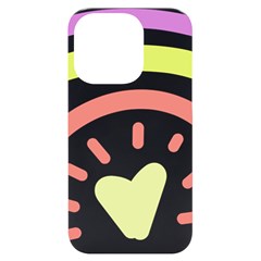 Rainbow Boho Colors Pastel Heart Iphone 14 Pro Black Uv Print Case by Ndabl3x