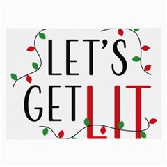 Let s Get Lit Christmas Jingle Bells Santa Claus Large Glasses Cloth (2 Sides)