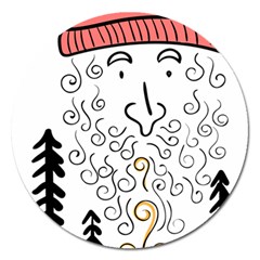 Santa Claus Cabin Hut Campfire Magnet 5  (round) by Ndabl3x