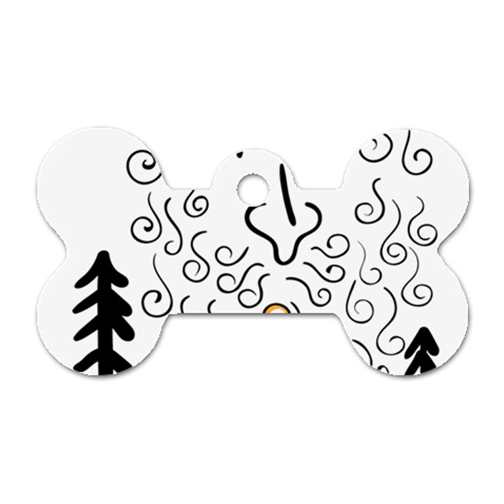 Santa Claus Cabin Hut Campfire Dog Tag Bone (Two Sides)