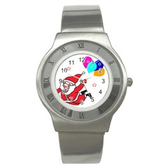 Nicholas Santa Claus Balloons Stars Stainless Steel Watch by Ndabl3x