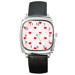 Hearts Romantic Love Valentines Square Metal Watch by Ndabl3x