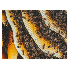 Yellow And Black Bees On Brown And Black Premium Plush Fleece Blanket (extra Small)