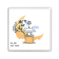 Poster Map Flag Lotus Boat Ha Noi Vietnam Memory Card Reader (square) by Grandong