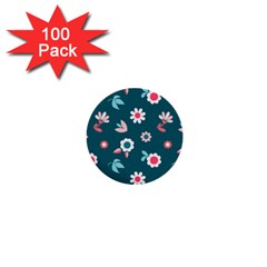 Cute Flowers Seamless Model Spring 1  Mini Buttons (100 Pack)  by Grandong