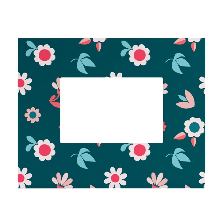 Cute Flowers Seamless Model Spring White Tabletop Photo Frame 4 x6 