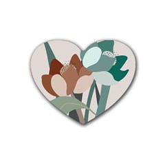 Flowers Plants Leaves Foliage Rubber Heart Coaster (4 Pack)