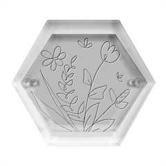 Doodle Flower Floral Abstract Hexagon Wood Jewelry Box by Grandong