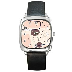 Stars Clouds Border Frame Square Metal Watch by Grandong