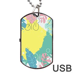 Plants Eaves Border Frame Dog Tag Usb Flash (one Side) by Grandong