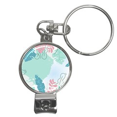 Plants Leaves Border Frame Nail Clippers Key Chain