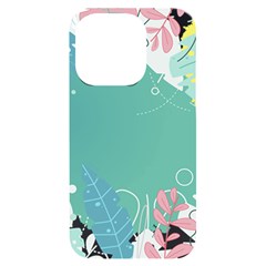 Plant Leaves Border Frame Iphone 14 Pro Black Uv Print Case by Grandong