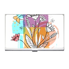 Flower Leaves Foliage Grass Doodle Business Card Holder by Grandong