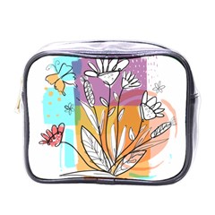 Flower Leaves Foliage Grass Doodle Mini Toiletries Bag (one Side) by Grandong