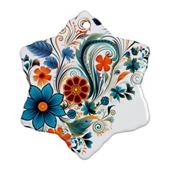 Flowers Scrapbook Decorate Snowflake Ornament (two Sides) by Grandong