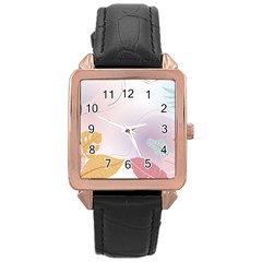 Plants Leaves Wallpaper Background Rose Gold Leather Watch  by Grandong