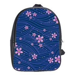 Flowers Floral Background School Bag (large) by Grandong