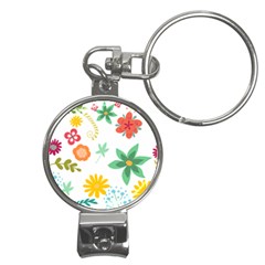 Flowers Leaves Background Floral Nail Clippers Key Chain