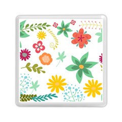 Flowers Leaves Background Floral Memory Card Reader (square) by Grandong