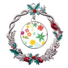 Flowers Leaves Background Floral Metal X mas Wreath Holly Leaf Ornament by Grandong