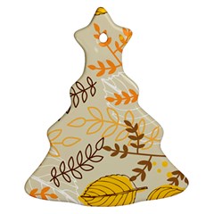Leaves Flowers Background Pattern Christmas Tree Ornament (two Sides) by Grandong