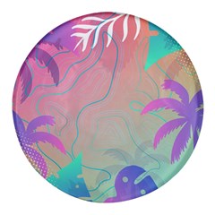 Palm Trees Leaves Plants Tropical Round Glass Fridge Magnet (4 Pack) by Grandong