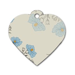 Digital Paper Flowers Background Dog Tag Heart (One Side)