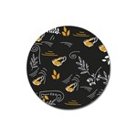 Leaves Coffee Digital Paper Cup Magnet 3  (Round) Front