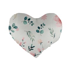 Flower Branch Corolla Wreath Lease Standard 16  Premium Flano Heart Shape Cushions by Grandong