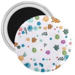 Flower Leaves Background Floral 3  Magnets by Grandong