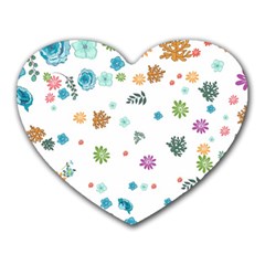 Flower Leaves Background Floral Heart Mousepad