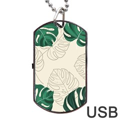 Leaves Monstera Background Dog Tag Usb Flash (one Side) by Grandong