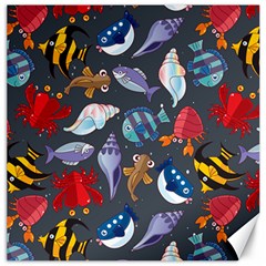 Sea Animals Pattern Wallpaper Fish Canvas 20  X 20  by Grandong