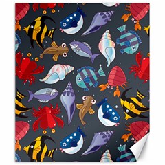 Sea Animals Pattern Wallpaper Fish Canvas 20  X 24  by Grandong