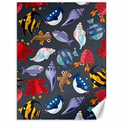 Sea Animals Pattern Wallpaper Fish Canvas 36  X 48  by Grandong