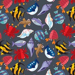 Sea Animals Pattern Wallpaper Fish Play Mat (square) by Grandong